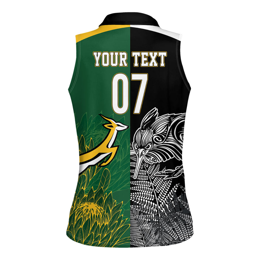 New Zealand - South Africa Greatest Rivals Rugby Custom Women Sleeveless Polo Shirt Kiwi Vs Bokke