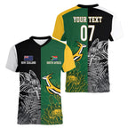 New Zealand - South Africa Greatest Rivals Rugby Custom Women V-Neck T-Shirt Kiwi Vs Bokke