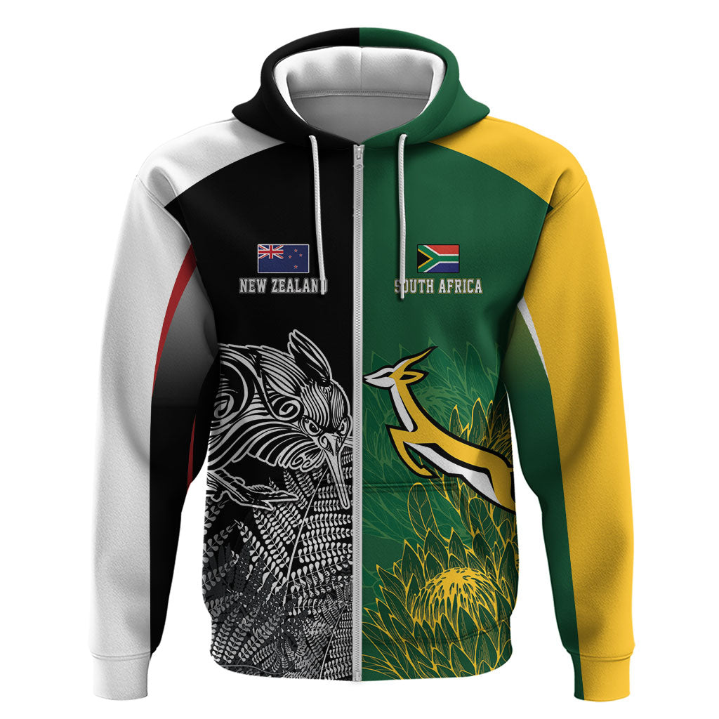 New Zealand - South Africa Greatest Rivals Rugby Custom Zip Hoodie Kiwi Vs Bokke