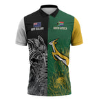 New Zealand - South Africa Greatest Rivals Rugby Custom Zipper Polo Shirt Kiwi Vs Bokke