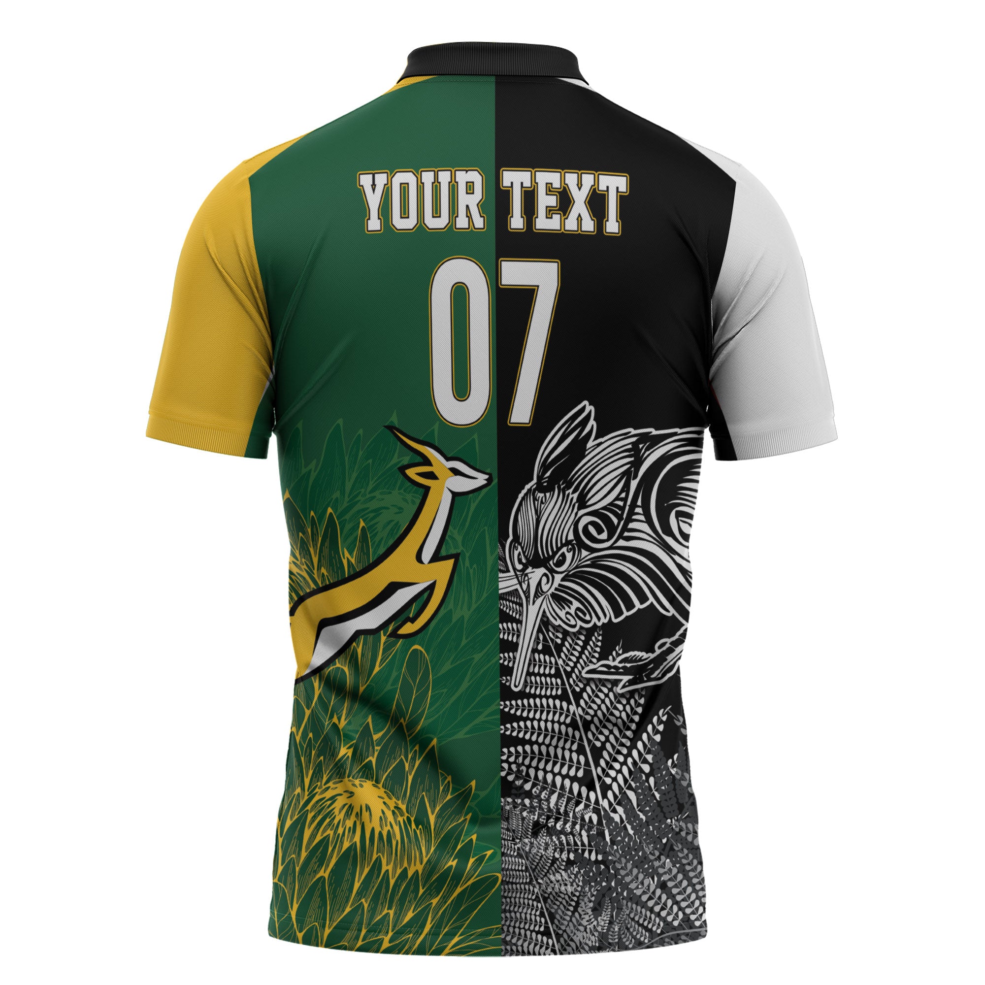 New Zealand - South Africa Greatest Rivals Rugby Custom Zipper Polo Shirt Kiwi Vs Bokke