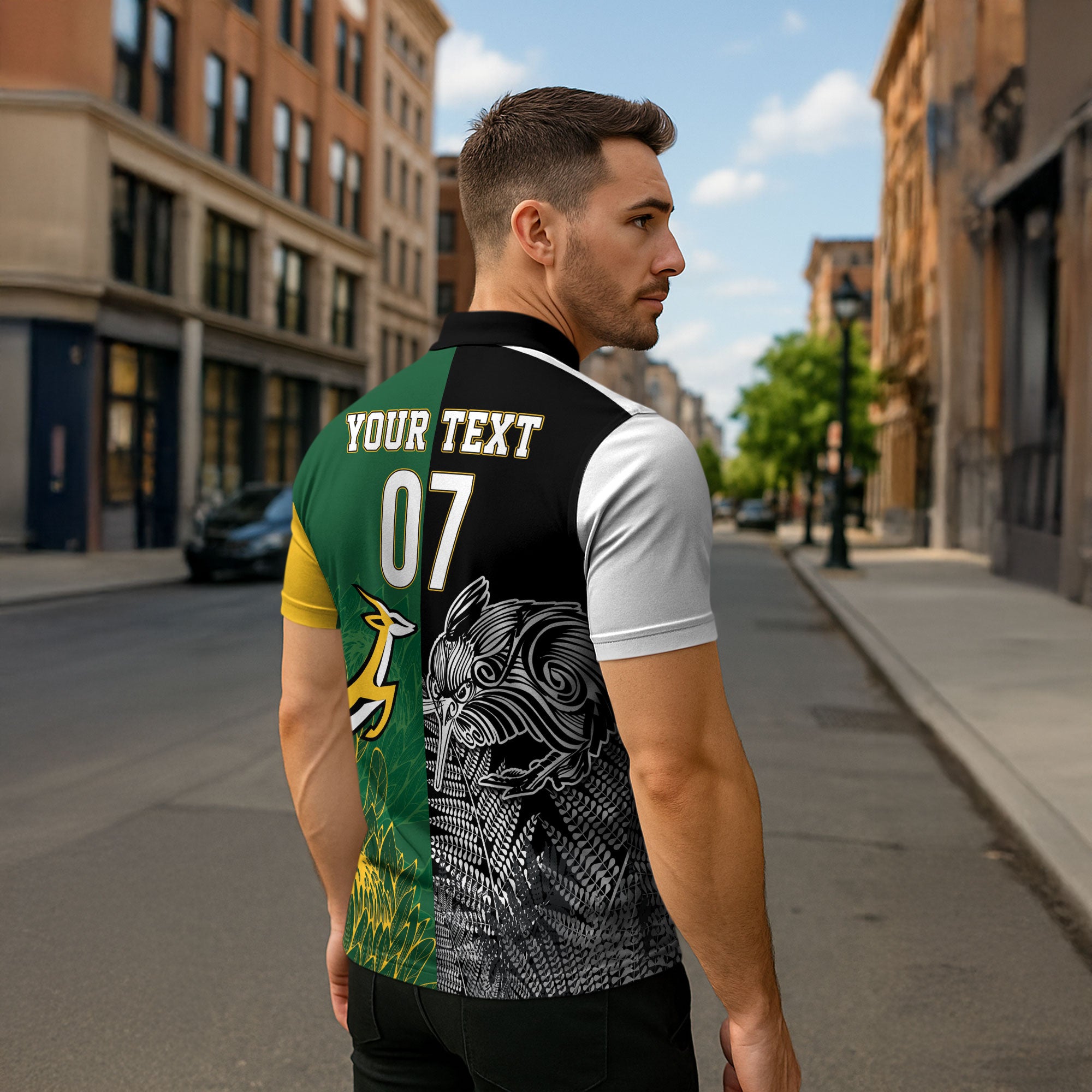 New Zealand - South Africa Greatest Rivals Rugby Custom Zipper Polo Shirt Kiwi Vs Bokke