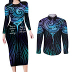 Aotearoa Maori Te Whai Rahi Couples Matching Long Sleeve Bodycon Dress and Long Sleeve Button Shirt Tala - Nowhere You Could Go That I Won't Be With You - Aussie Hoodie