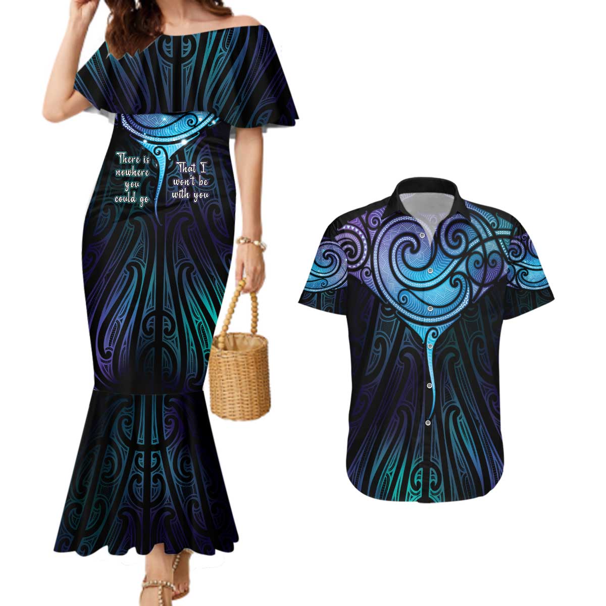 Aotearoa Maori Te Whai Rahi Couples Matching Mermaid Dress and Hawaiian Shirt Tala - Nowhere You Could Go That I Won't Be With You - Aussie Hoodie