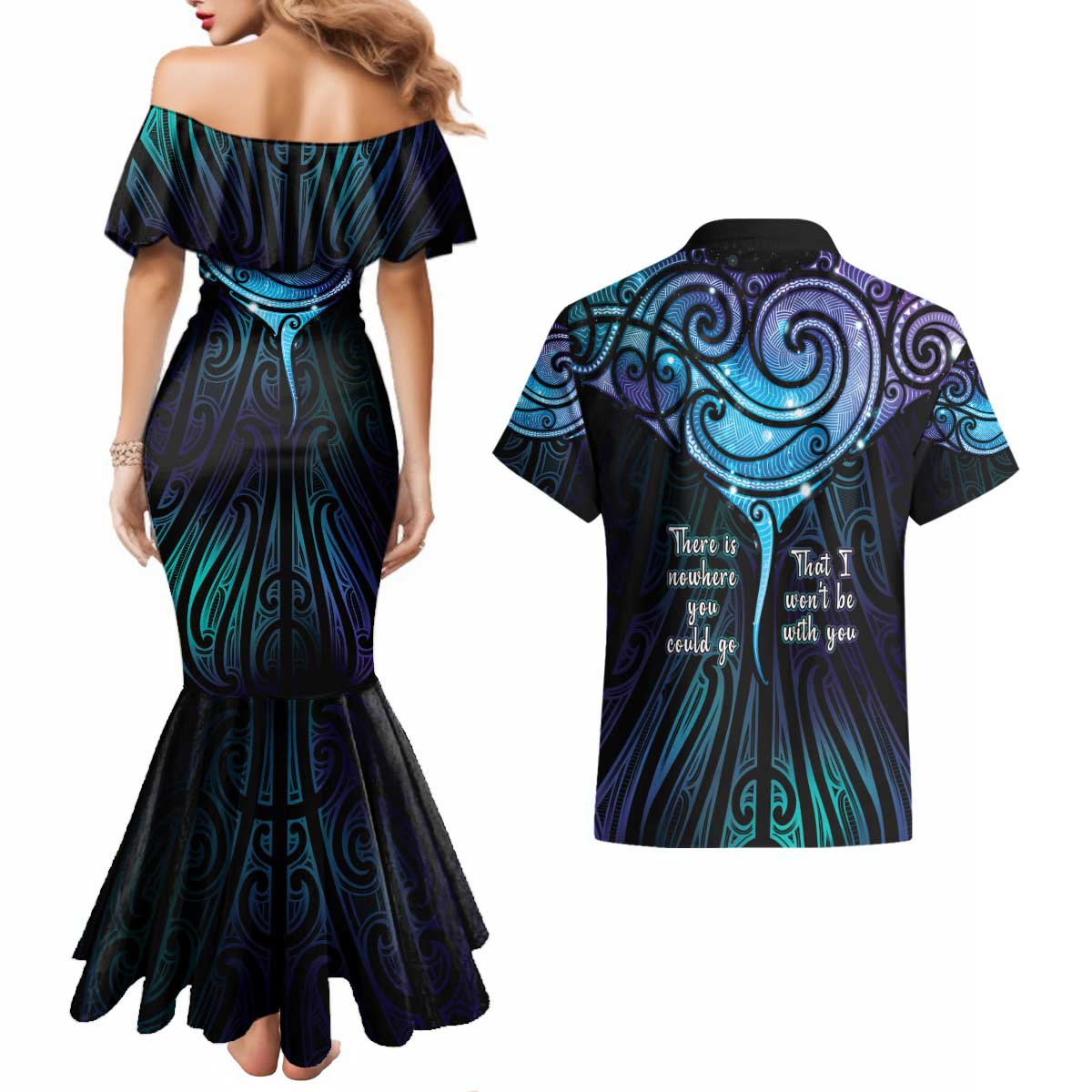 Aotearoa Maori Te Whai Rahi Couples Matching Mermaid Dress and Hawaiian Shirt Tala - Nowhere You Could Go That I Won't Be With You - Aussie Hoodie