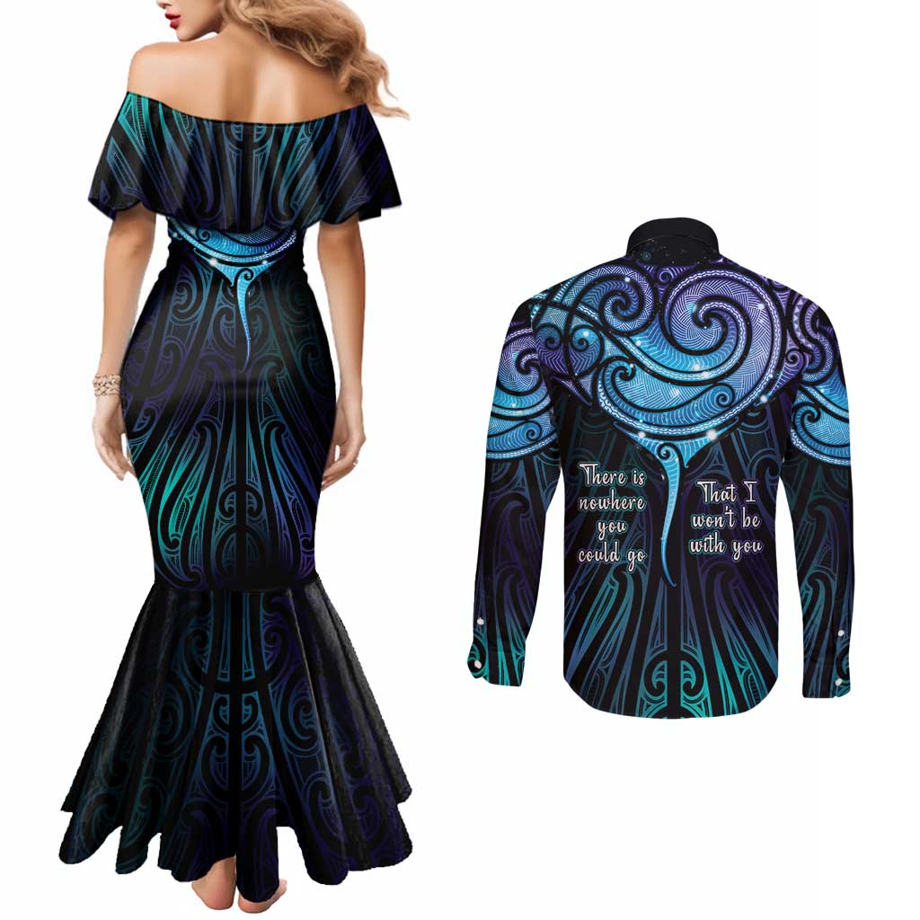 Aotearoa Maori Te Whai Rahi Couples Matching Mermaid Dress and Long Sleeve Button Shirt Tala - Nowhere You Could Go That I Won't Be With You - Aussie Hoodie