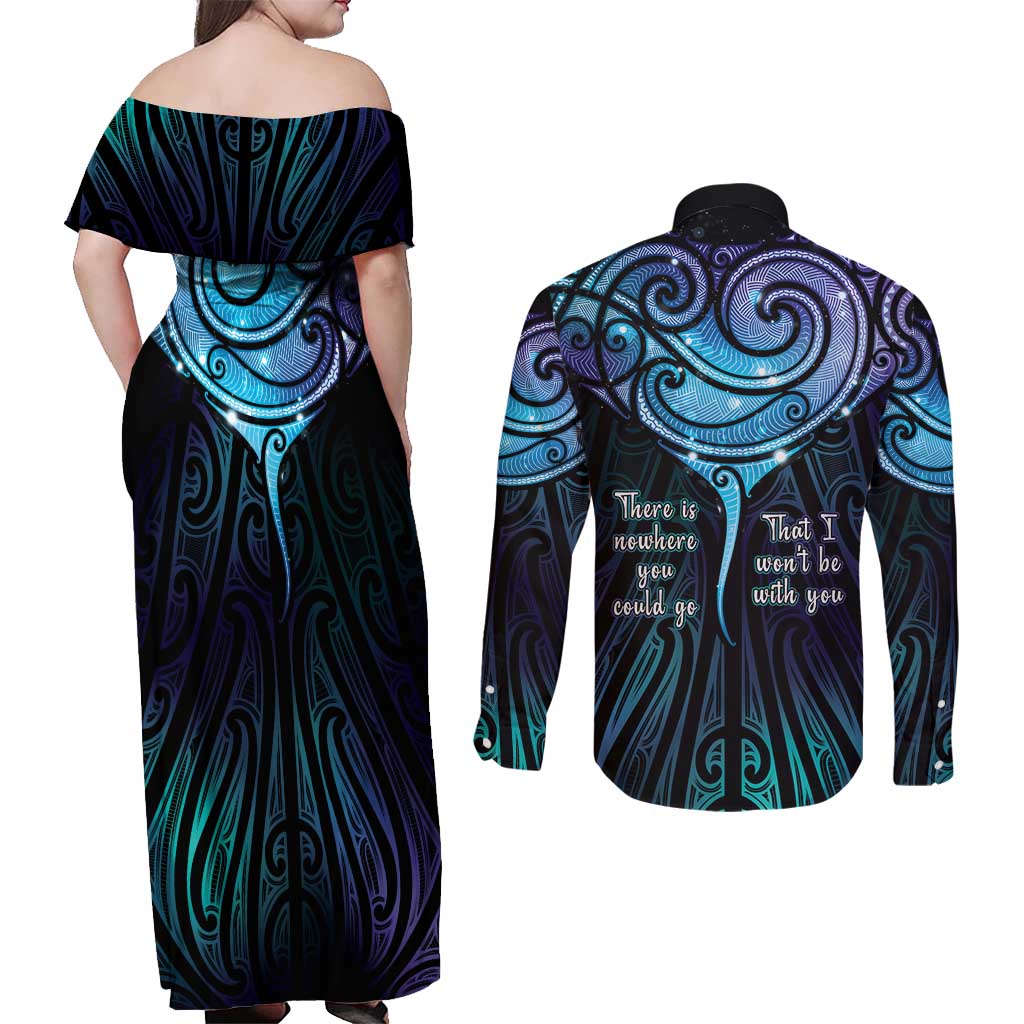 Aotearoa Maori Te Whai Rahi Couples Matching Off Shoulder Maxi Dress and Long Sleeve Button Shirt Tala - Nowhere You Could Go That I Won't Be With You - Aussie Hoodie