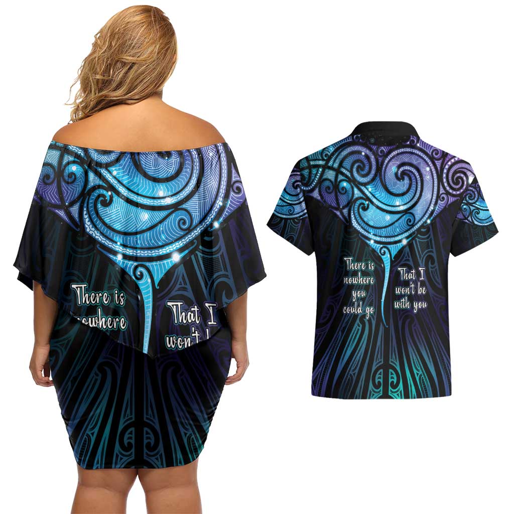 Aotearoa Maori Te Whai Rahi Couples Matching Off Shoulder Short Dress and Hawaiian Shirt Tala - Nowhere You Could Go That I Won't Be With You - Aussie Hoodie