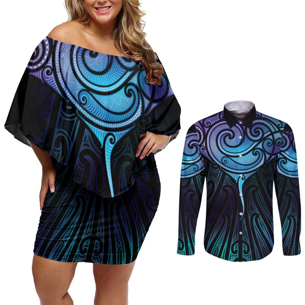 Aotearoa Maori Te Whai Rahi Couples Matching Off Shoulder Short Dress and Long Sleeve Button Shirt Tala - Nowhere You Could Go That I Won't Be With You - Aussie Hoodie