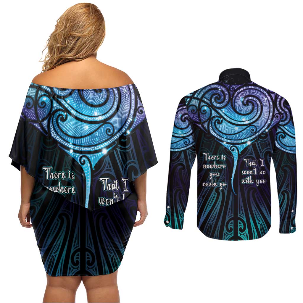Aotearoa Maori Te Whai Rahi Couples Matching Off Shoulder Short Dress and Long Sleeve Button Shirt Tala - Nowhere You Could Go That I Won't Be With You - Aussie Hoodie