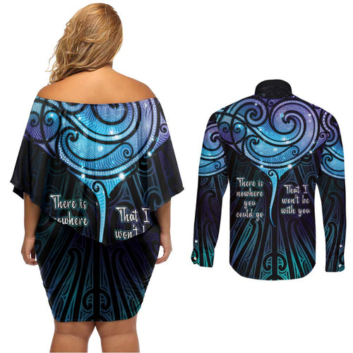 Aotearoa Maori Te Whai Rahi Couples Matching Off Shoulder Short Dress and Long Sleeve Button Shirt Tala - Nowhere You Could Go That I Won't Be With You - Aussie Hoodie