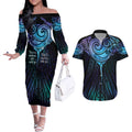 Aotearoa Maori Te Whai Rahi Couples Matching Off The Shoulder Long Sleeve Dress and Hawaiian Shirt Tala - Nowhere You Could Go That I Won't Be With You - Aussie Hoodie