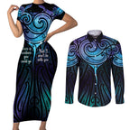 Aotearoa Maori Te Whai Rahi Couples Matching Short Sleeve Bodycon Dress and Long Sleeve Button Shirt Tala - Nowhere You Could Go That I Won't Be With You - Aussie Hoodie