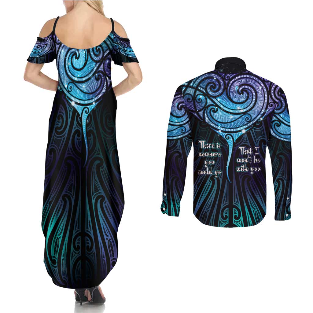 Aotearoa Maori Te Whai Rahi Couples Matching Summer Maxi Dress and Long Sleeve Button Shirt Tala - Nowhere You Could Go That I Won't Be With You - Aussie Hoodie