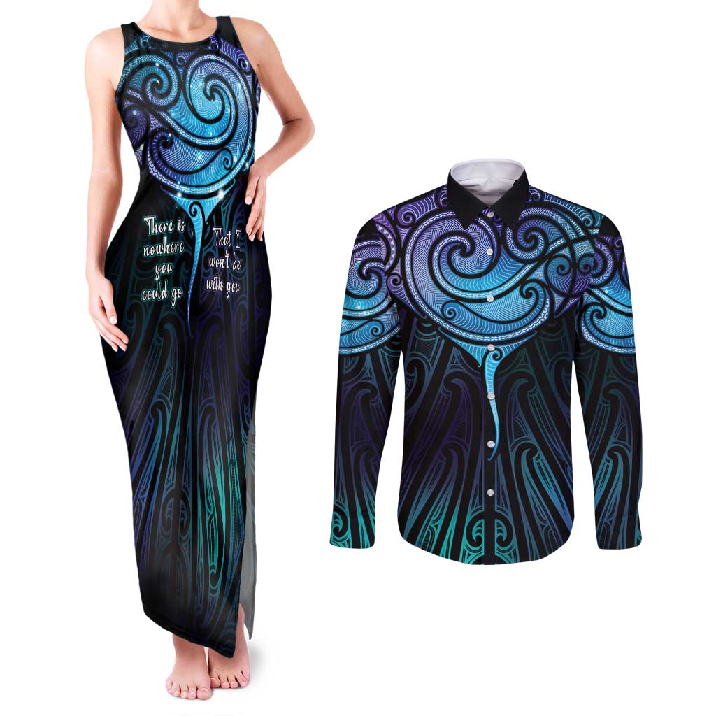 Aotearoa Maori Te Whai Rahi Couples Matching Tank Maxi Dress and Long Sleeve Button Shirt Tala - Nowhere You Could Go That I Won't Be With You - Aussie Hoodie