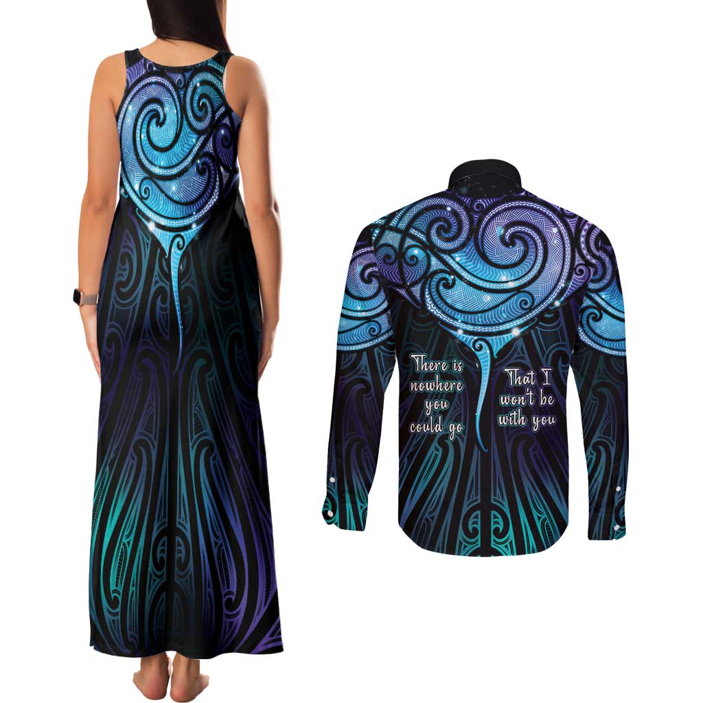 Aotearoa Maori Te Whai Rahi Couples Matching Tank Maxi Dress and Long Sleeve Button Shirt Tala - Nowhere You Could Go That I Won't Be With You - Aussie Hoodie