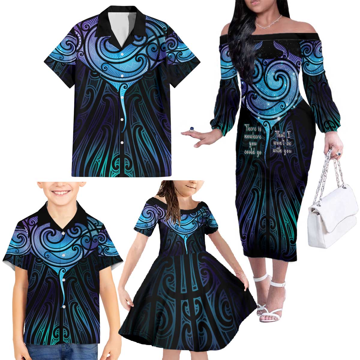 Aotearoa Maori Te Whai Rahi Family Matching Off The Shoulder Long Sleeve Dress and Hawaiian Shirt Tala - Nowhere You Could Go That I Won't Be With You - Aussie Hoodie