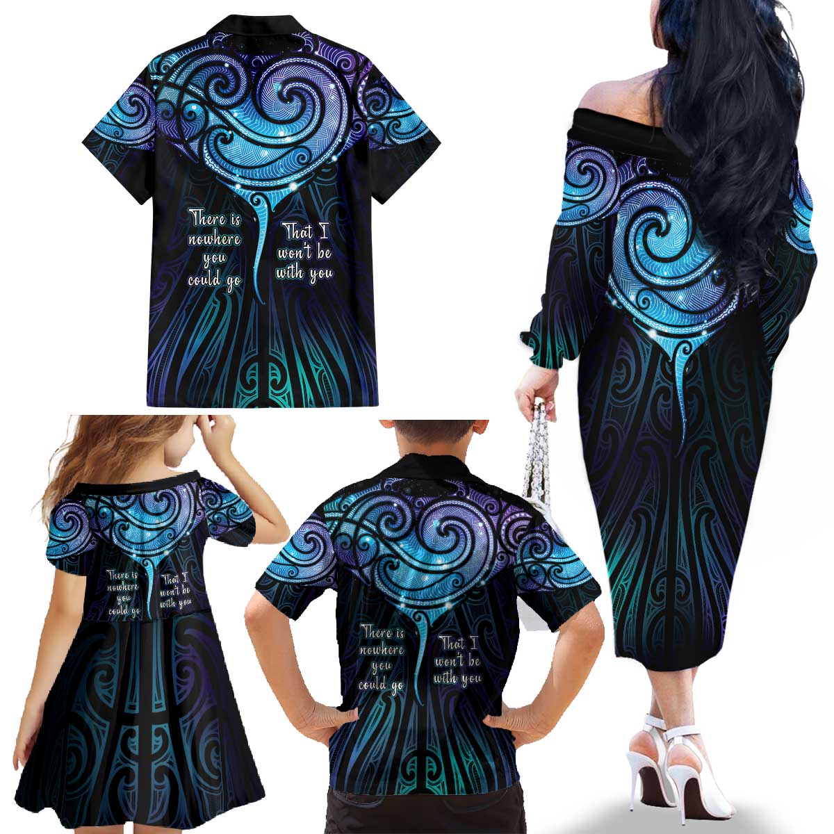 Aotearoa Maori Te Whai Rahi Family Matching Off The Shoulder Long Sleeve Dress and Hawaiian Shirt Tala - Nowhere You Could Go That I Won't Be With You - Aussie Hoodie