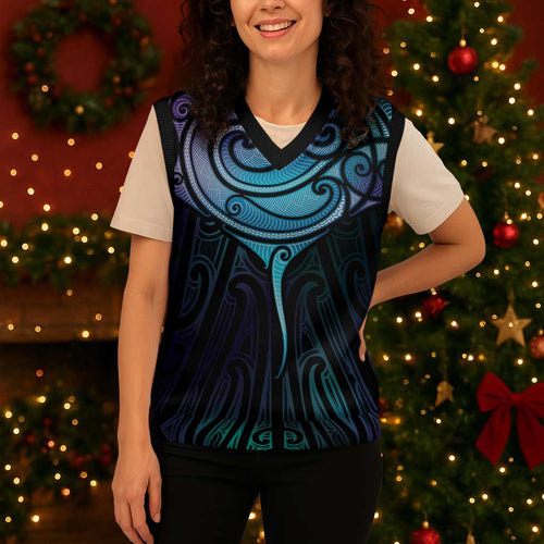 Aotearoa Maori Te Whai Rahi Christmas Knitted V-Neck Vest Tala - Nowhere You Could Go That I Won't Be With You - Aussie Hoodie