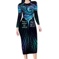 Aotearoa Maori Te Whai Rahi Long Sleeve Bodycon Dress Tala - Nowhere You Could Go That I Won't Be With You - Aussie Hoodie