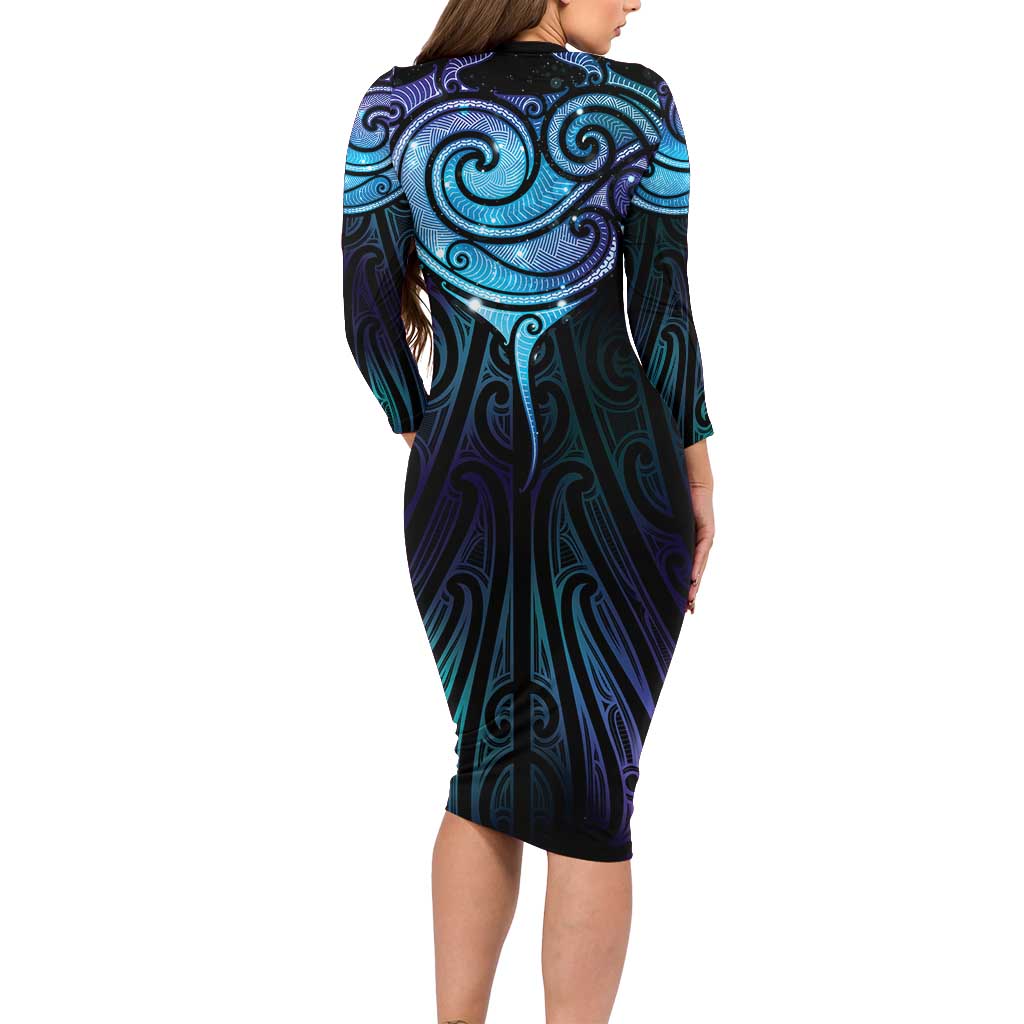 Aotearoa Maori Te Whai Rahi Long Sleeve Bodycon Dress Tala - Nowhere You Could Go That I Won't Be With You - Aussie Hoodie