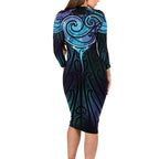 Aotearoa Maori Te Whai Rahi Long Sleeve Bodycon Dress Tala - Nowhere You Could Go That I Won't Be With You - Aussie Hoodie
