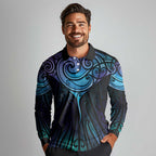 Aotearoa Maori Te Whai Rahi Long Sleeve Polo Shirt Tala - Nowhere You Could Go That I Won't Be With You - Aussie Hoodie