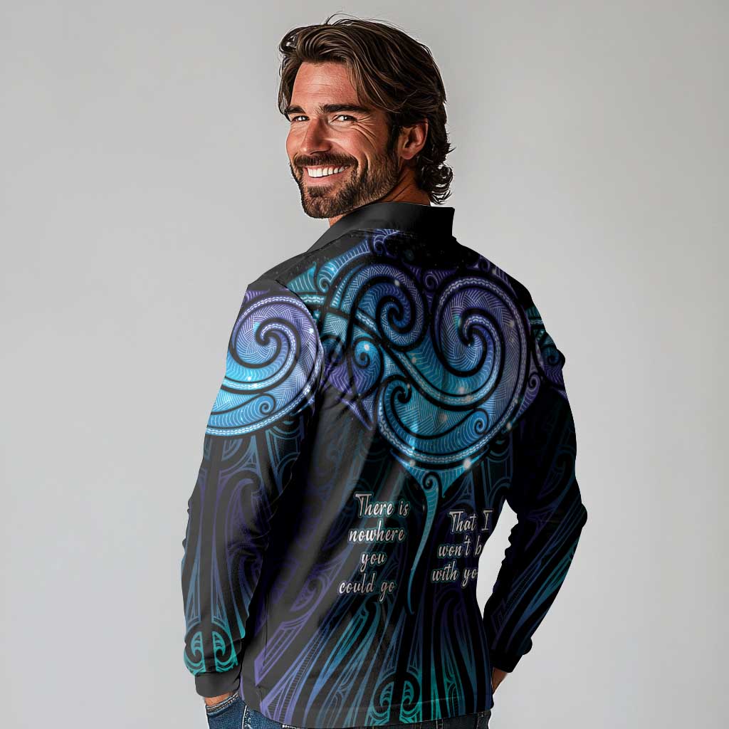 Aotearoa Maori Te Whai Rahi Long Sleeve Polo Shirt Tala - Nowhere You Could Go That I Won't Be With You - Aussie Hoodie
