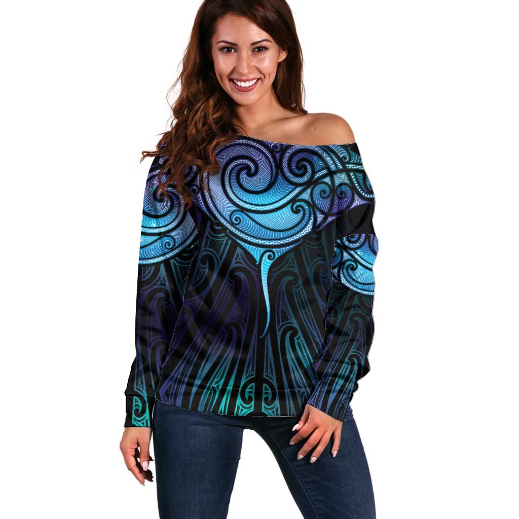 Aotearoa Maori Te Whai Rahi Off Shoulder Sweater Tala - Nowhere You Could Go That I Won't Be With You - Aussie Hoodie