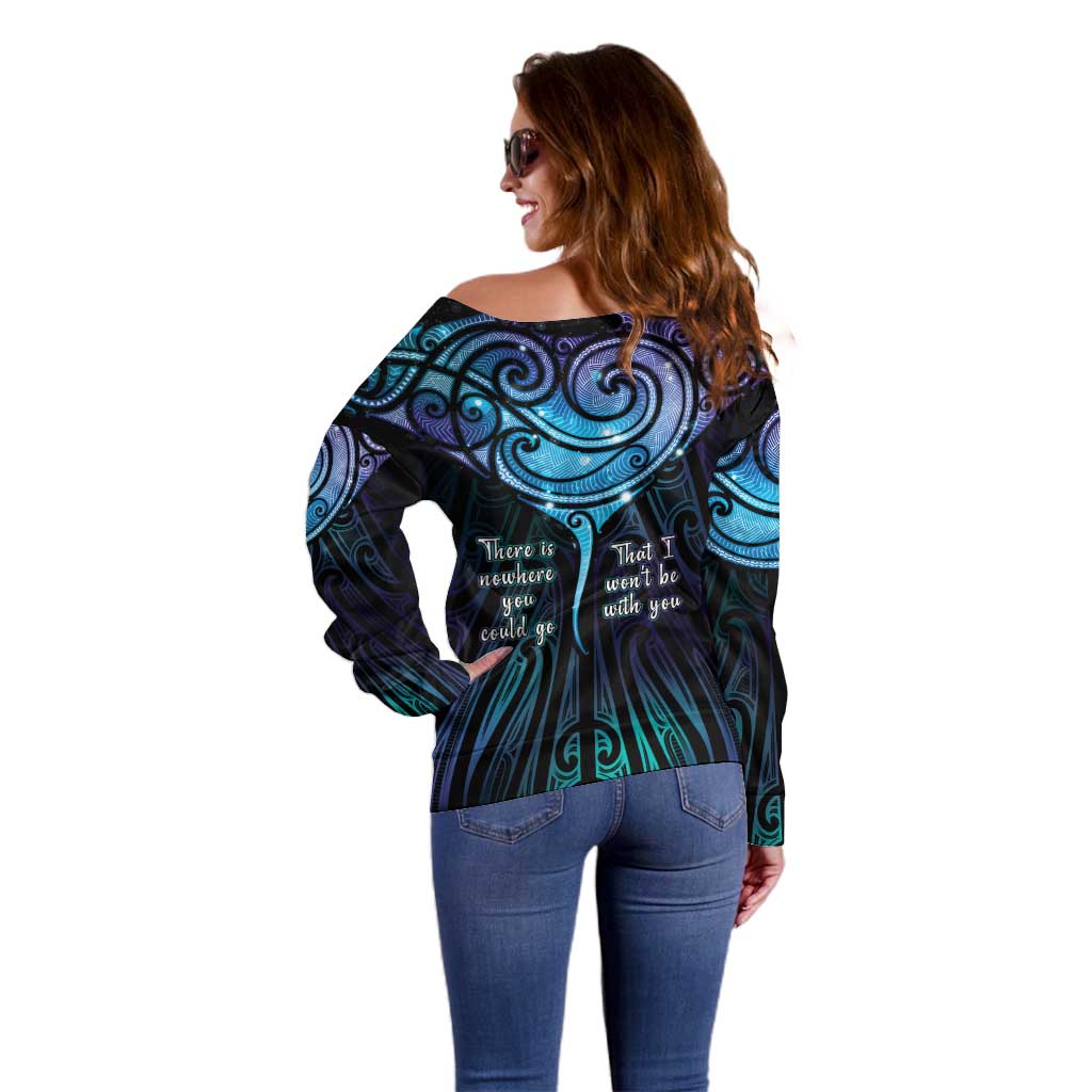 Aotearoa Maori Te Whai Rahi Off Shoulder Sweater Tala - Nowhere You Could Go That I Won't Be With You - Aussie Hoodie
