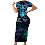 Aotearoa Maori Te Whai Rahi Short Sleeve Bodycon Dress Tala - Nowhere You Could Go That I Won't Be With You - Aussie Hoodie
