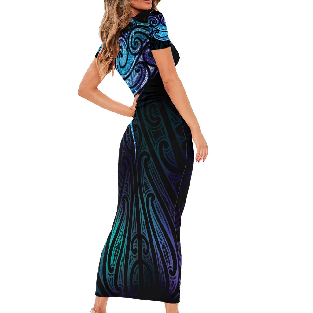 Aotearoa Maori Te Whai Rahi Short Sleeve Bodycon Dress Tala - Nowhere You Could Go That I Won't Be With You - Aussie Hoodie