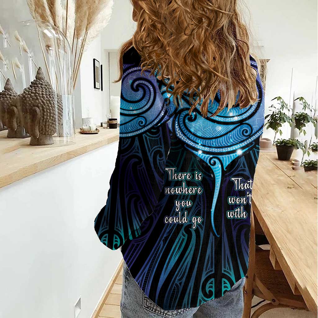 Aotearoa Maori Te Whai Rahi Women Casual Shirt Tala - Nowhere You Could Go That I Won't Be With You - Aussie Hoodie
