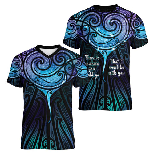 Aotearoa Maori Te Whai Rahi Women V-Neck T-Shirt Tala - Nowhere You Could Go That I Won't Be With You - Aussie Hoodie