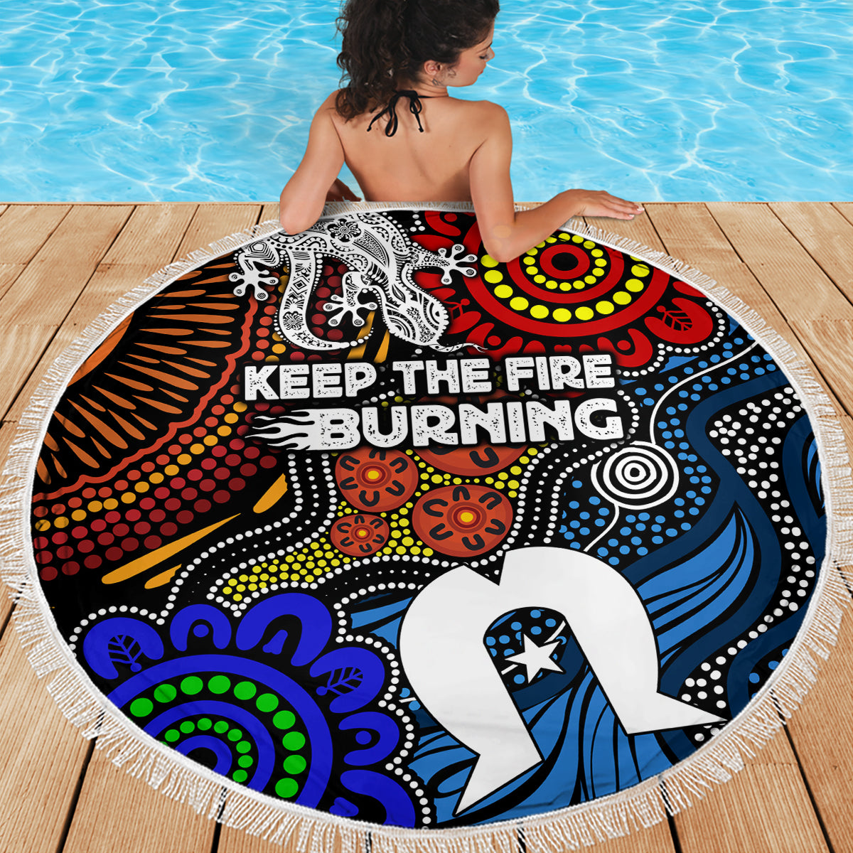 NAIDOC Week 2024 Indigenous Beach Blanket Keep The Fire Burning