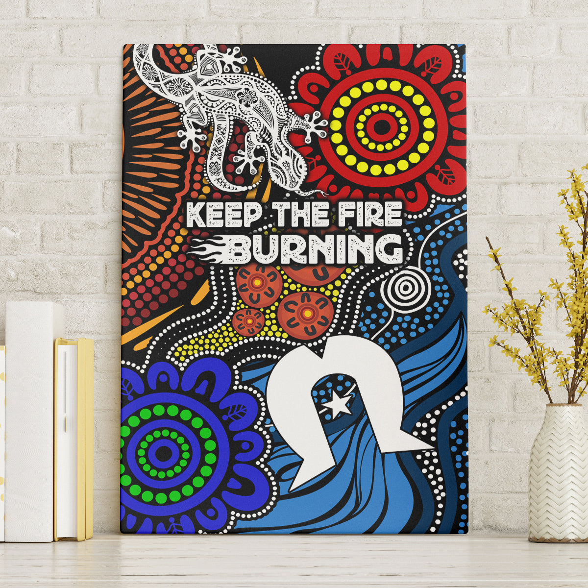 NAIDOC Week 2024 Indigenous Canvas Wall Art Keep The Fire Burning