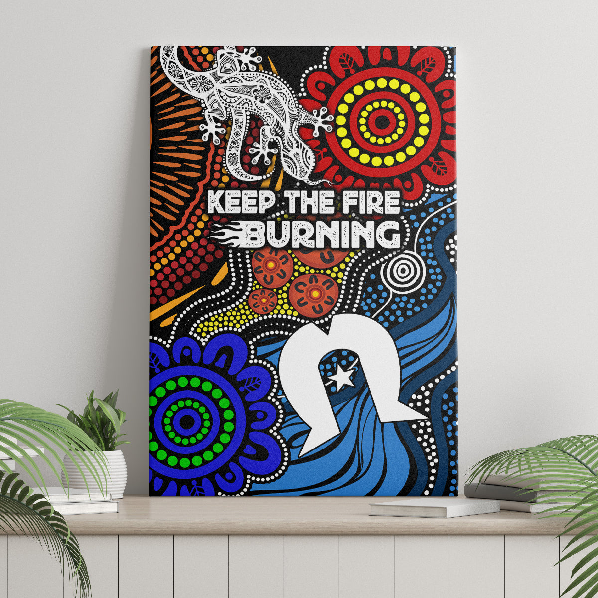 NAIDOC Week 2024 Indigenous Canvas Wall Art Keep The Fire Burning