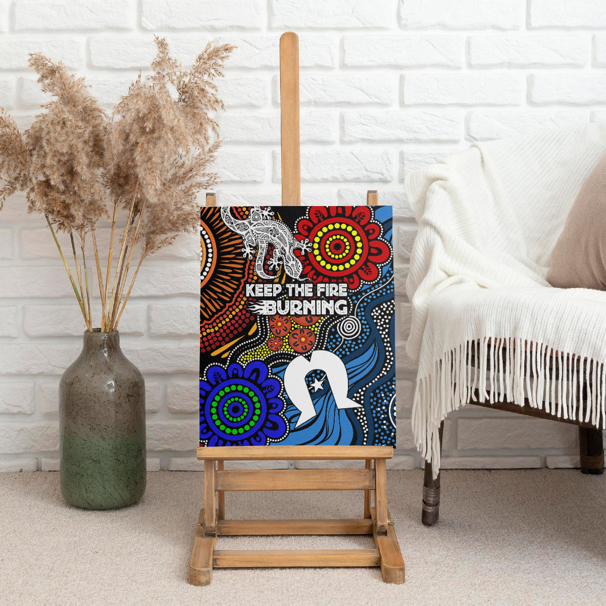 NAIDOC Week 2024 Indigenous Canvas Wall Art Keep The Fire Burning