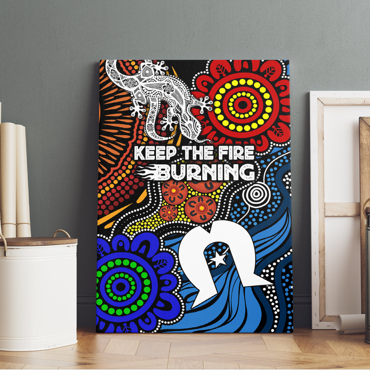NAIDOC Week 2024 Indigenous Canvas Wall Art Keep The Fire Burning