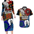 NAIDOC Week 2024 Indigenous Couples Matching Long Sleeve Bodycon Dress and Hawaiian Shirt Keep The Fire Burning