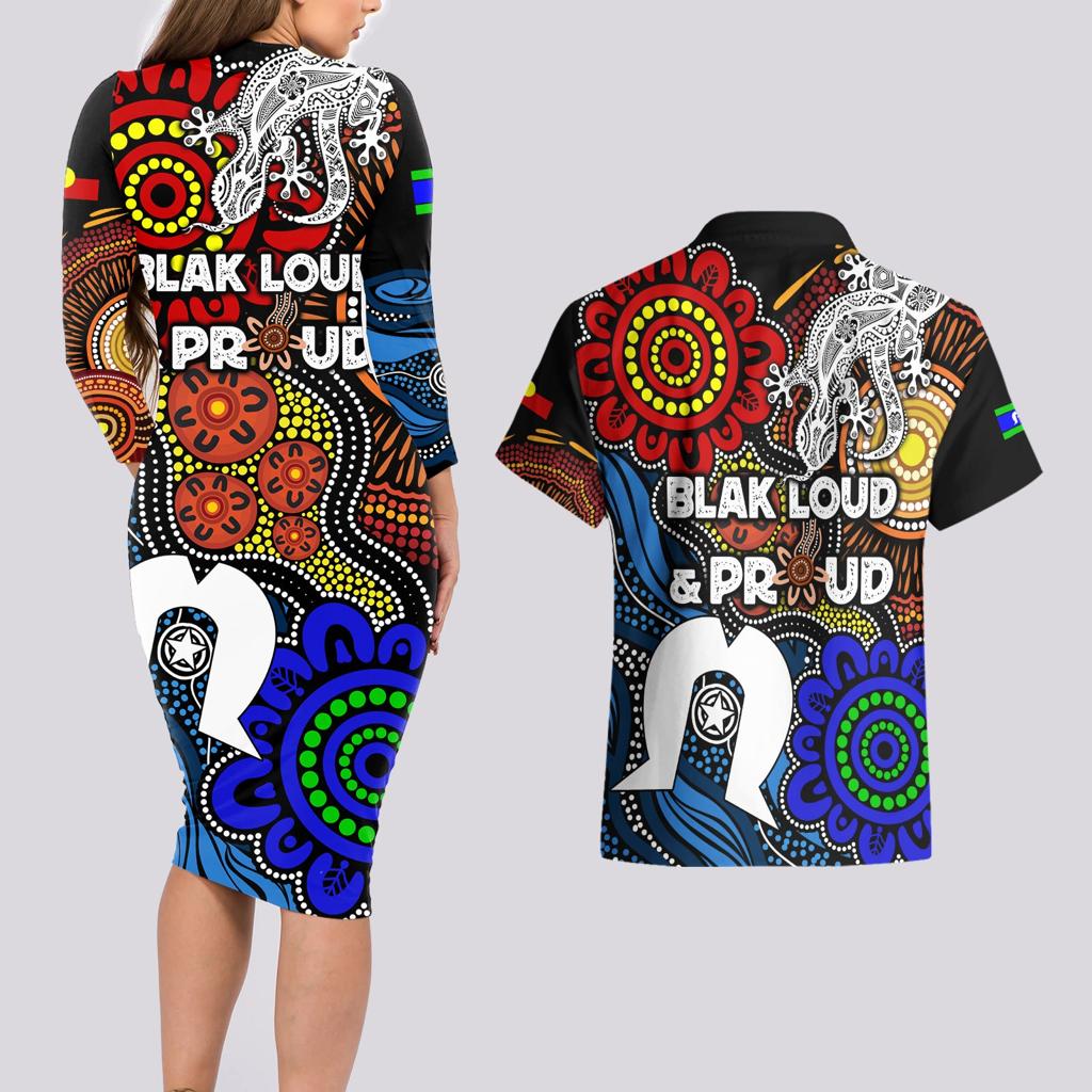 NAIDOC Week 2024 Indigenous Couples Matching Long Sleeve Bodycon Dress and Hawaiian Shirt Keep The Fire Burning