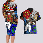 NAIDOC Week 2024 Indigenous Couples Matching Long Sleeve Bodycon Dress and Hawaiian Shirt Keep The Fire Burning