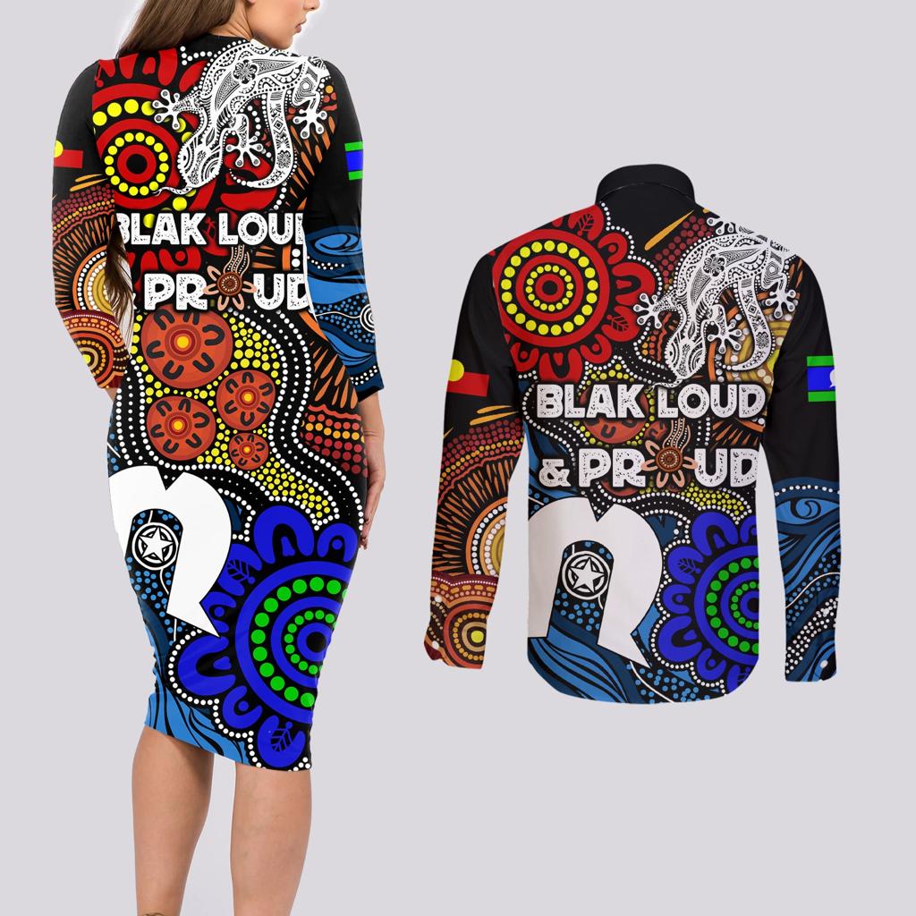 NAIDOC Week 2024 Indigenous Couples Matching Long Sleeve Bodycon Dress and Long Sleeve Button Shirt Keep The Fire Burning