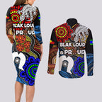 NAIDOC Week 2024 Indigenous Couples Matching Long Sleeve Bodycon Dress and Long Sleeve Button Shirt Keep The Fire Burning