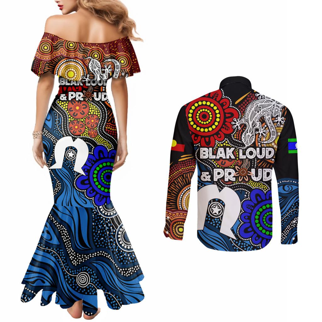 NAIDOC Week 2024 Indigenous Couples Matching Mermaid Dress and Long Sleeve Button Shirt Keep The Fire Burning