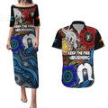 NAIDOC Week 2024 Indigenous Couples Matching Puletasi and Hawaiian Shirt Keep The Fire Burning