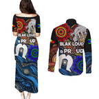 NAIDOC Week 2024 Indigenous Couples Matching Puletasi and Long Sleeve Button Shirt Keep The Fire Burning