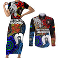 NAIDOC Week 2024 Indigenous Couples Matching Short Sleeve Bodycon Dress and Long Sleeve Button Shirt Keep The Fire Burning