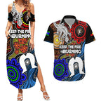 NAIDOC Week 2024 Indigenous Couples Matching Summer Maxi Dress and Hawaiian Shirt Keep The Fire Burning