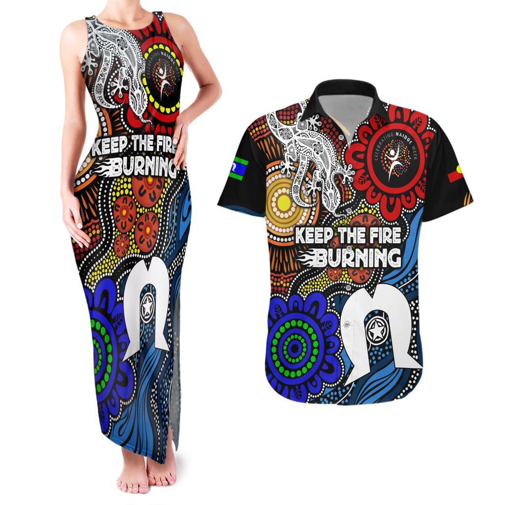 NAIDOC Week 2024 Indigenous Couples Matching Tank Maxi Dress and Hawaiian Shirt Keep The Fire Burning